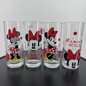 Disney  Set Of Mickey Mouse Drinking Glass   Glass‎ Tumblers  4 Set
